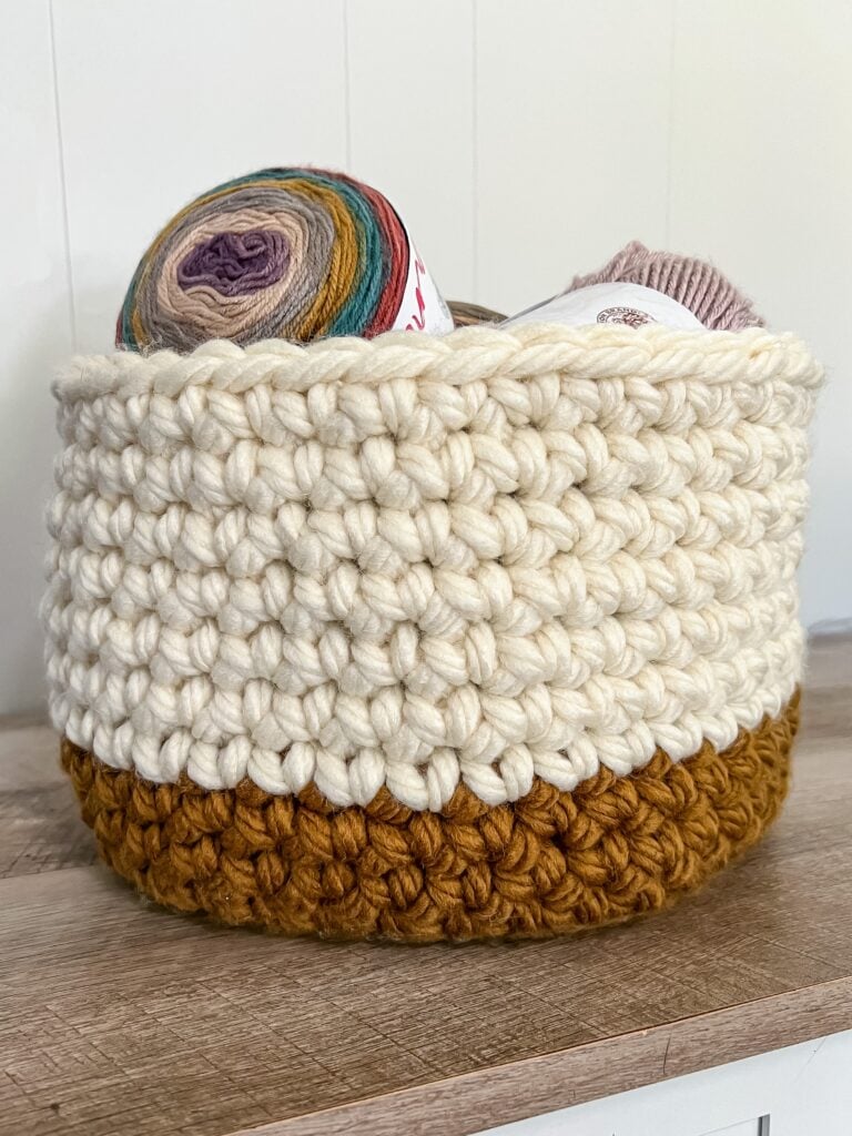 Free Chunky Single Crochet Basket Pattern and Tutorial + Video Tutorial by  Life + Yarn