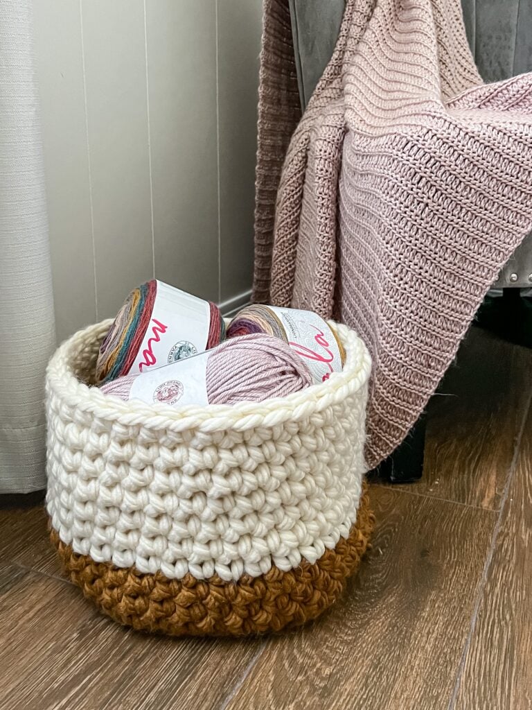 Free Chunky Single Crochet Basket Pattern and Tutorial + Video Tutorial by  Life + Yarn