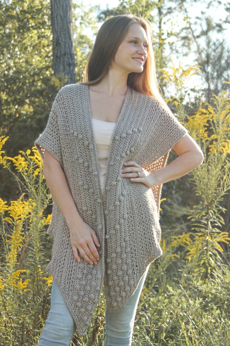 Free Easy Crochet Cabled Ruana Wrap Pattern + PDF - Life + Yarn