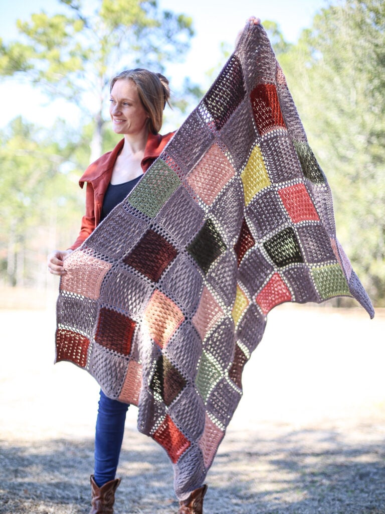 Modern Patchwork Crochet Blanket Easy Free Pattern