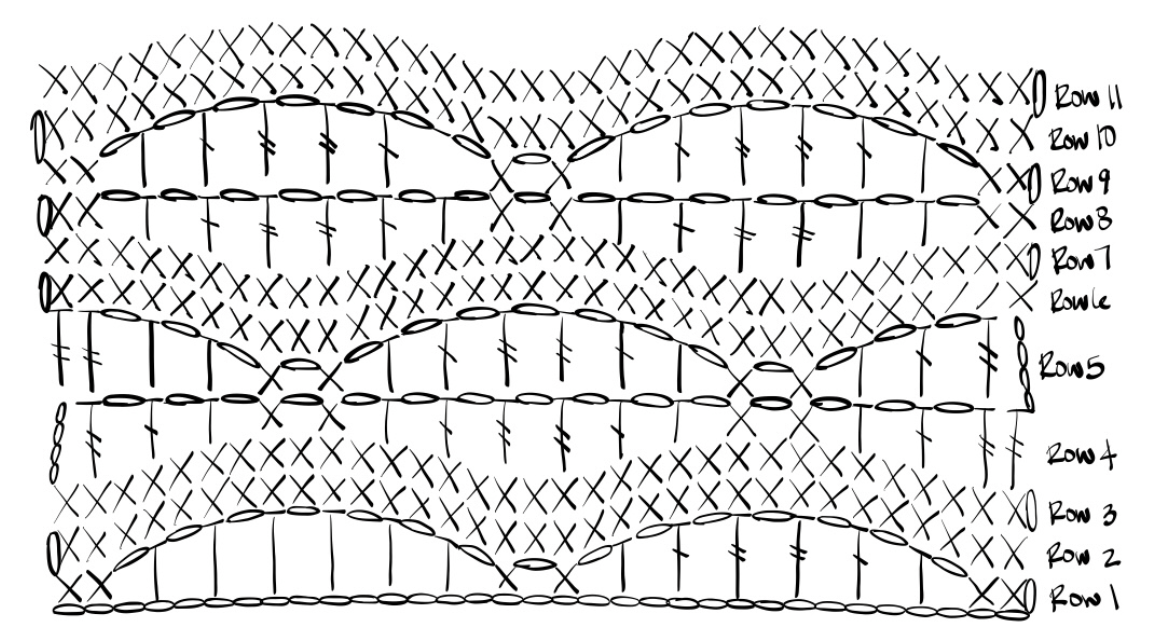 crochet tee stitch diagram
