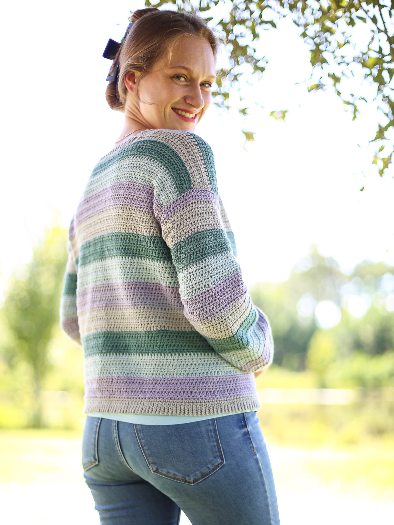 striped crochet sweater